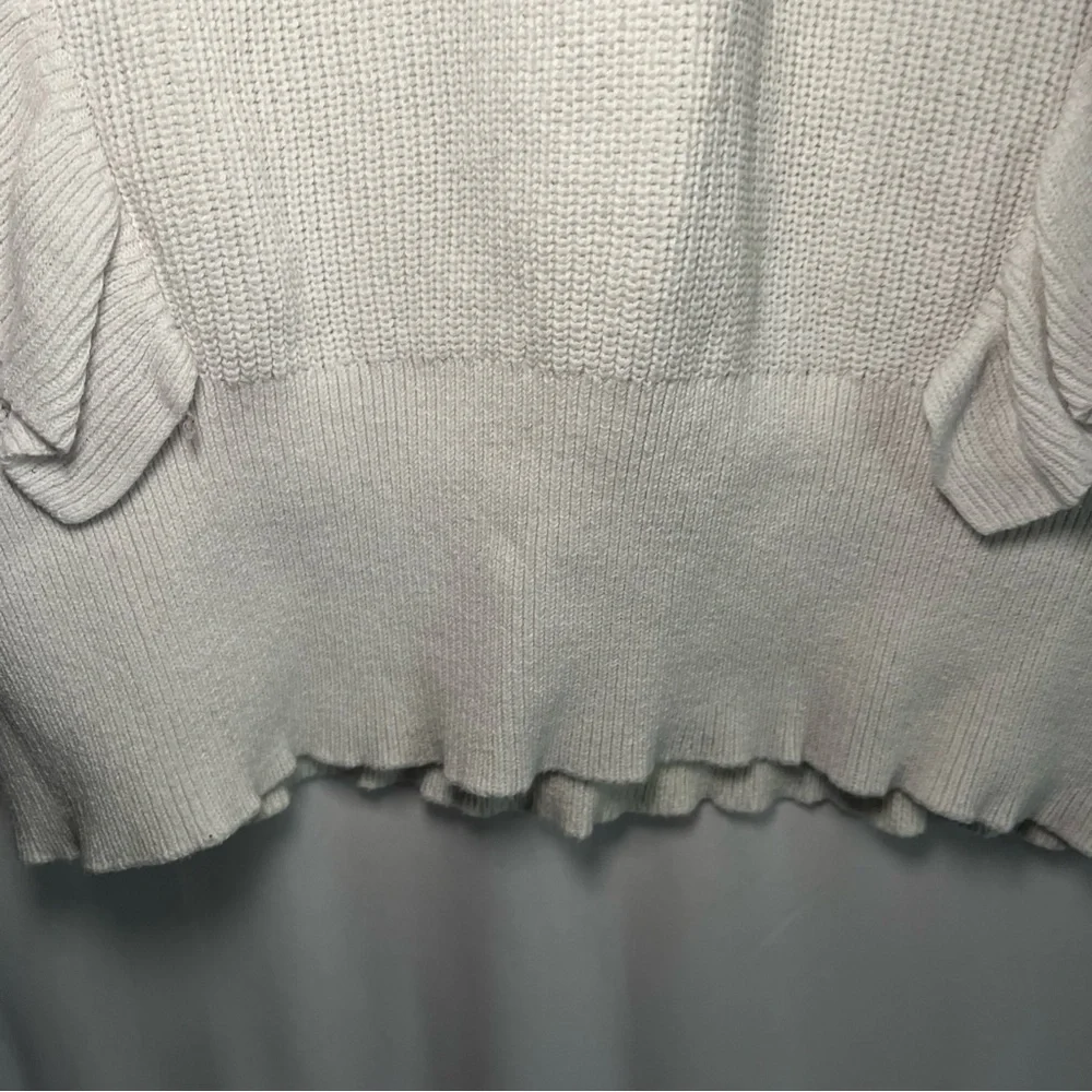 Express Women’s Sweater Sz L Rufffled Drop Sleeve White Cuffed 2018 Cotton - Picture 7 of 14